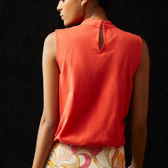 Anthropologie Tiny Emma Orange Lace Ruffle Tank in Sz XS - Picture 3 of 10